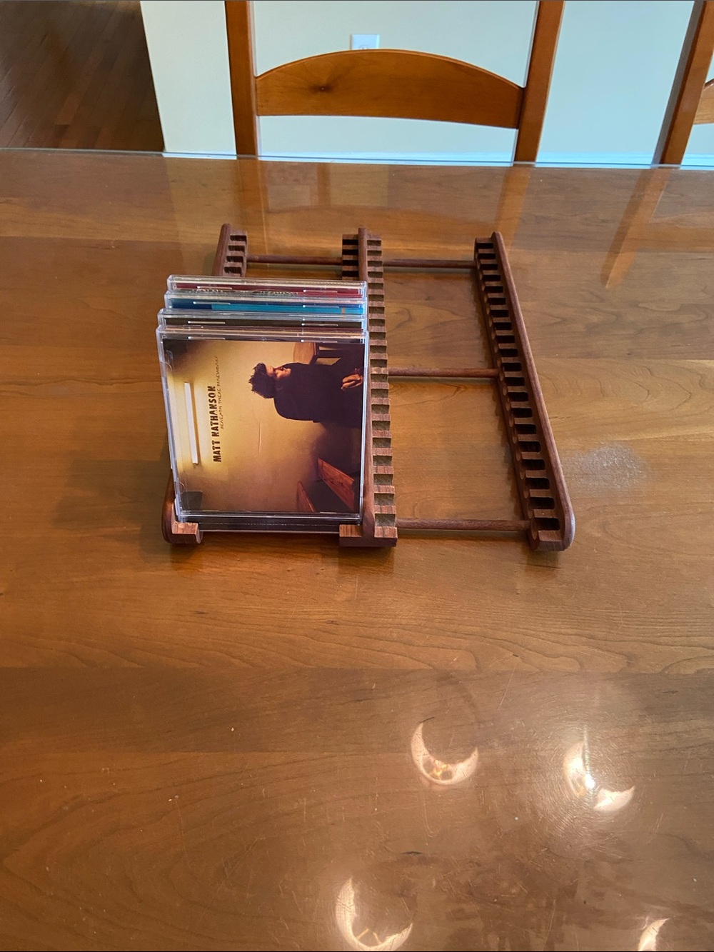 Teak Wooden CD Rack Organizer Natural Wood. Holds 40 CD’s.